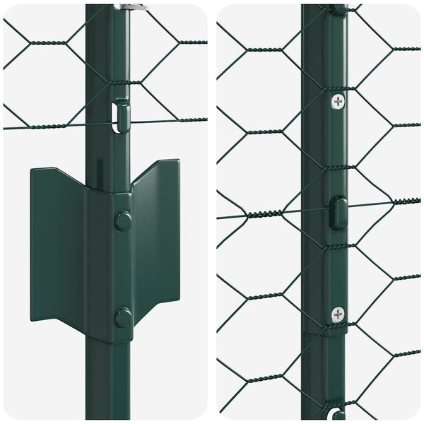 Kuusikulmainen aita pylväällä 10 x 1,2 m PVC-pinnoitettu teräs