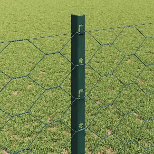 Kuusikulmainen aita pylväällä 10 x 1,2 m PVC-pinnoitettu teräs