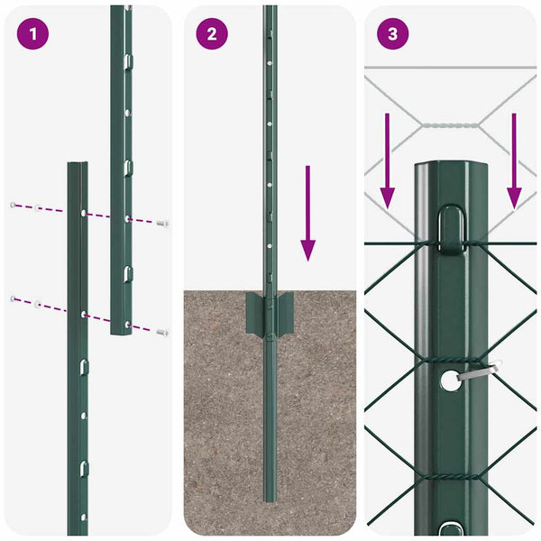 Kuusikulmainen aita pylväällä 10 x 1,2 m PVC-pinnoitettu teräs