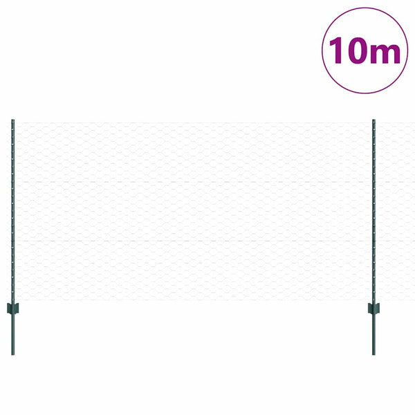 Kuusikulmainen aita pylväällä 10 x 1,2 m PVC-pinnoitettu teräs