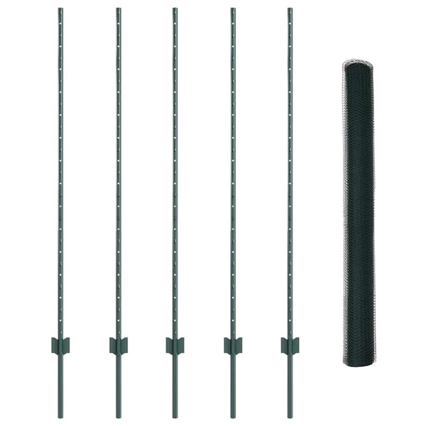 Kuusikulmainen aita pylväällä 10 x 1,4 m PVC-pinnoitettu teräs