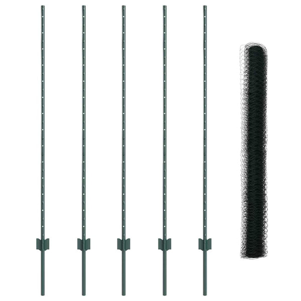 Kuusikulmainen aita pylväällä 10 x 1,4 m PVC-pinnoitettu teräs