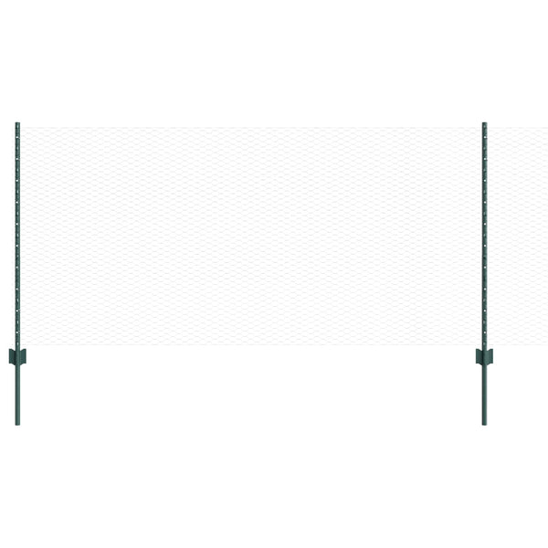 Kuusikulmainen aita pylväällä 25 x 1 m PVC-pinnoitettu teräs