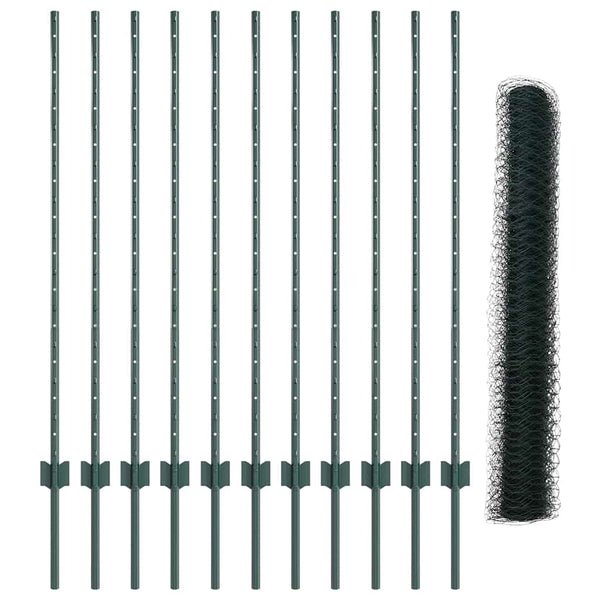 Kuusikulmainen aita pylväällä 25 x 1,2 m PVC-pinnoitettu teräs