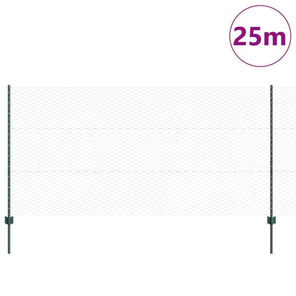 Kuusikulmainen aita pylväällä 25 x 1,2 m PVC-pinnoitettu teräs