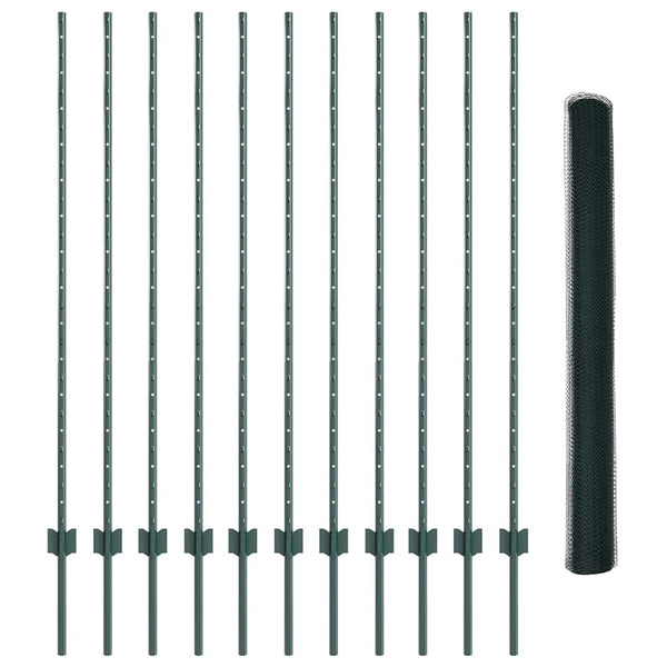 Kuusikulmainen aita pylväällä 25 x 1,4 m PVC-pinnoitettu teräs