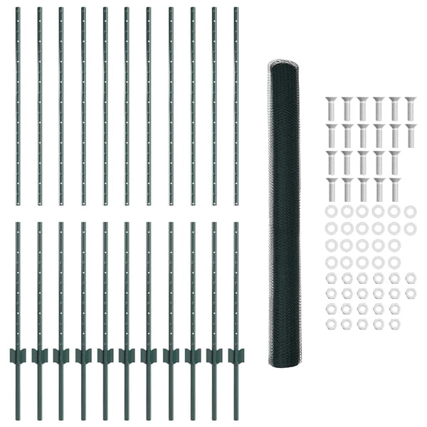 Kuusikulmainen aita pylväällä 25 x 1,4 m PVC-pinnoitettu teräs