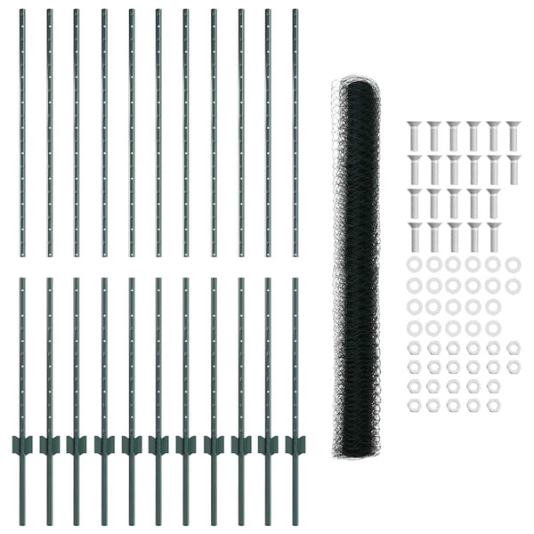 Kuusikulmainen aita pylväällä 25 x 1,4 m PVC-pinnoitettu teräs