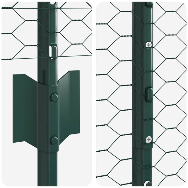 Kuusikulmainen aita pylväällä 25 x 1,5 m PVC-pinnoitettu teräs