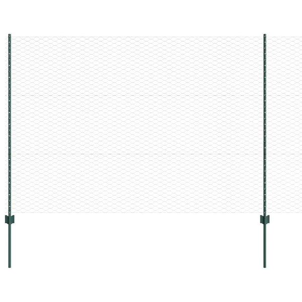 Kuusikulmainen aita pylväällä 25 x 1,5 m PVC-pinnoitettu teräs