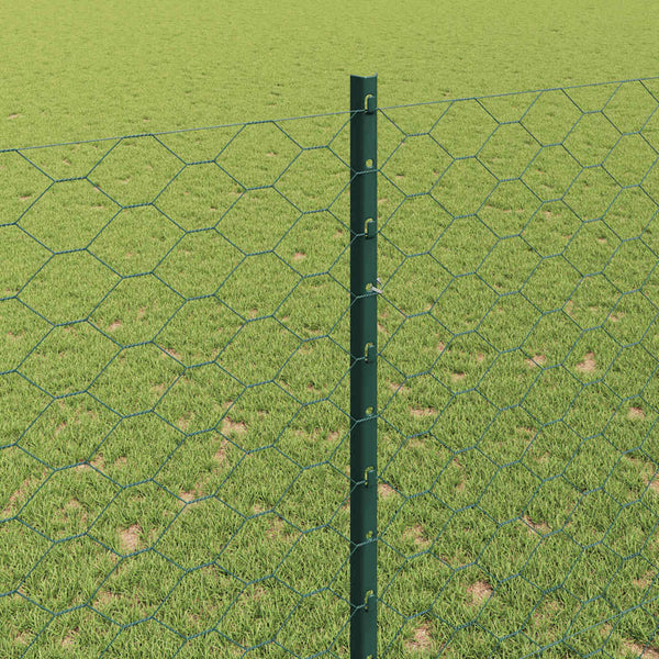 Kuusikulmainen aita pylväällä 25 x 1,5 m PVC-pinnoitettu teräs