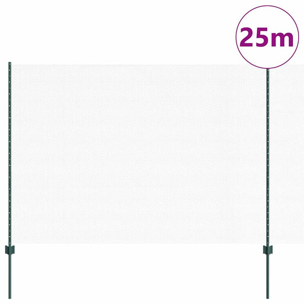 Kuusikulmainen aita pylväällä 25 x 1,6 m PVC-pinnoitettu teräs