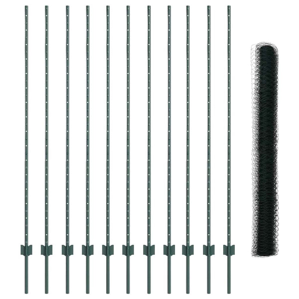 Kuusikulmainen aita pylväällä 25 x 1,6 m PVC-pinnoitettu teräs