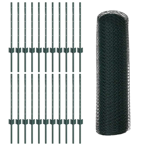 Kuusikulmainen aita pylväällä 50 x 0,5 m PVC-pinnoitettu teräs