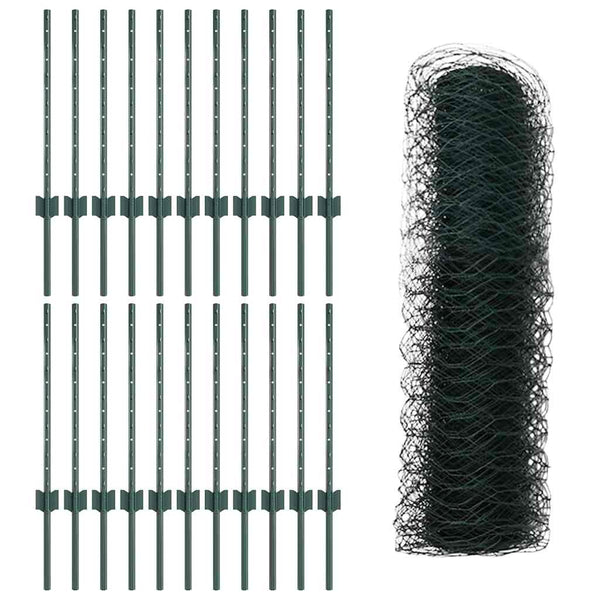 Kuusikulmainen aita pylväällä 50 x 0,5 m PVC-pinnoitettu teräs