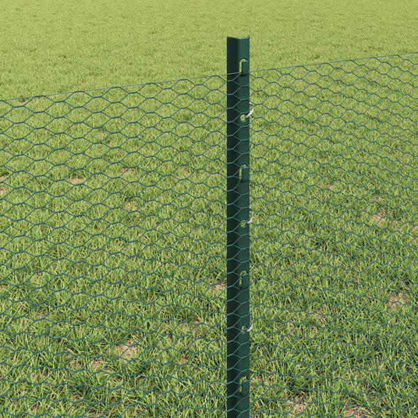 Kuusikulmainen aita pylväällä 50 x 0,6 m PVC-pinnoitettu teräs