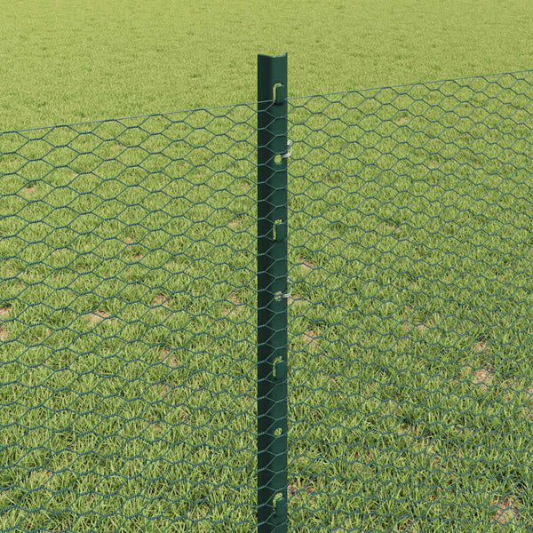 Kuusikulmainen aita pylväällä 50 x 0,8 m PVC-pinnoitettu teräs