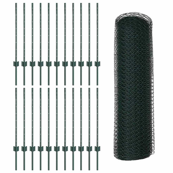 Kuusikulmainen aita pylväällä 50 x 0,8 m PVC-pinnoitettu teräs