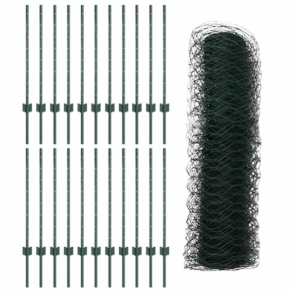 Kuusikulmainen aita pylväällä 50 x 0,8 m PVC-pinnoitettu teräs