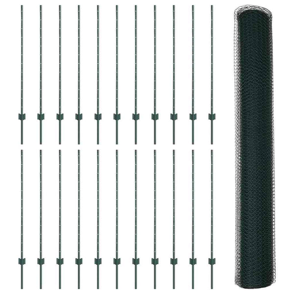 Kuusikulmainen aita pylväällä 50 x 1,2 m PVC-pinnoitettu teräs
