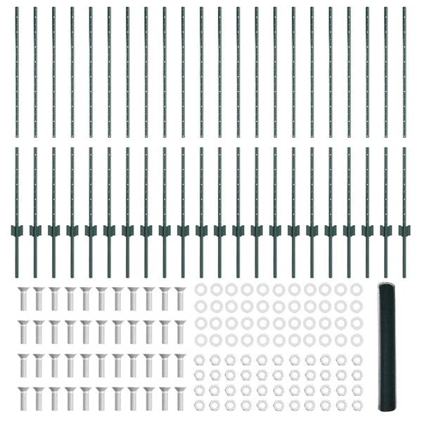 Kuusikulmainen aita pylväällä 50 x 1,2 m PVC-pinnoitettu teräs