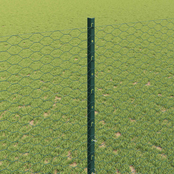 Kuusikulmainen aita pylväällä 50 x 1,4 m PVC-pinnoitettu teräs