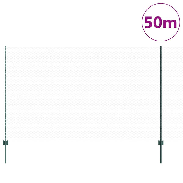 Kuusikulmainen aita pylväällä 50 x 1,4 m PVC-pinnoitettu teräs