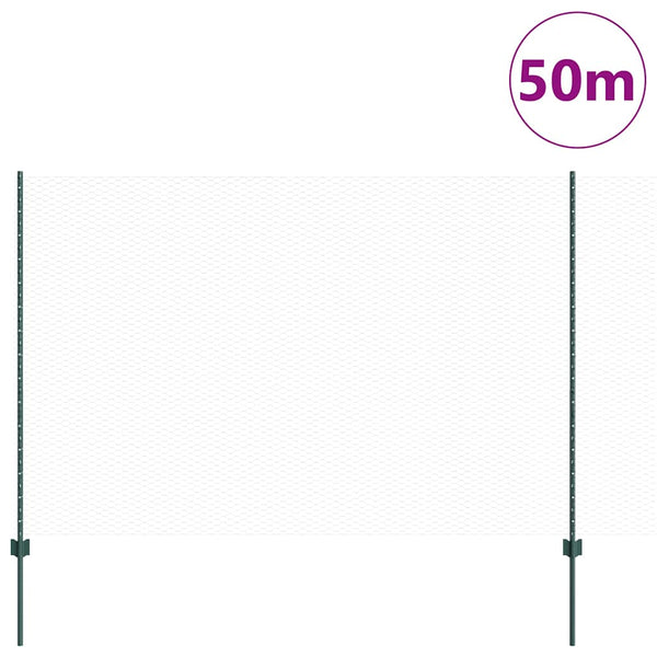 Kuusikulmainen aita pylväällä 50 x 1,5 m PVC-pinnoitettu teräs