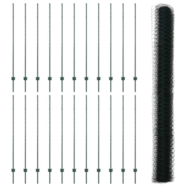 Kuusikulmainen aita pylväällä 50 x 1,5 m PVC-pinnoitettu teräs