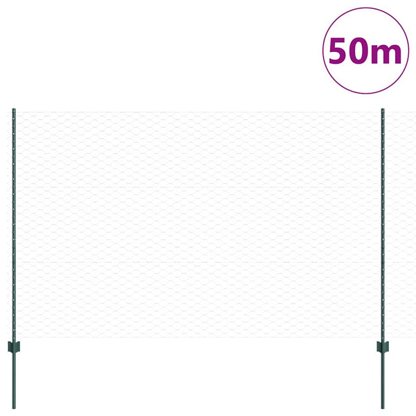 Kuusikulmainen aita pylväällä 50 x 1,5 m PVC-pinnoitettu teräs