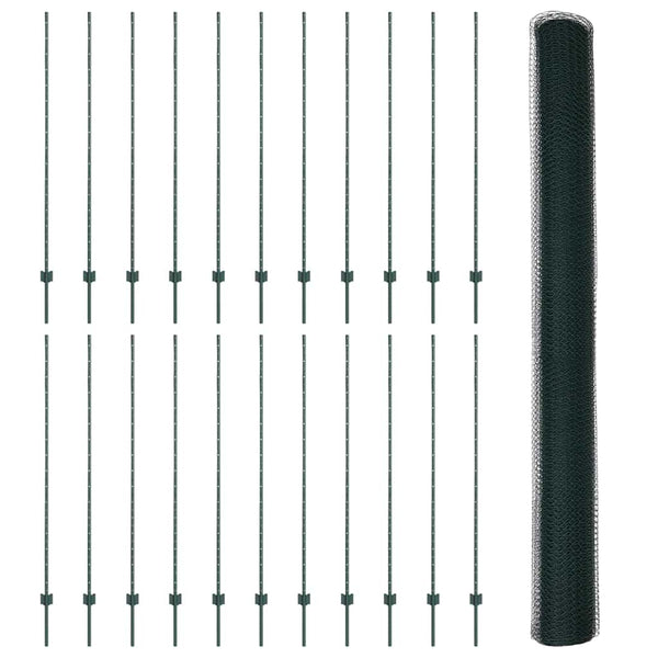 Kuusikulmainen aita pylväällä 50 x 1,6 m PVC-pinnoitettu teräs