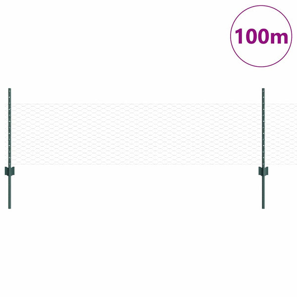 Kuusikulmainen aita pylväällä 100 x 0,5 m PVC-pinnoitettu teräs
