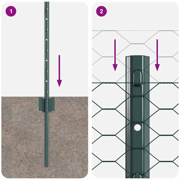 Kuusikulmainen aita pylväällä 100 x 0,6 m PVC-pinnoitettu teräs