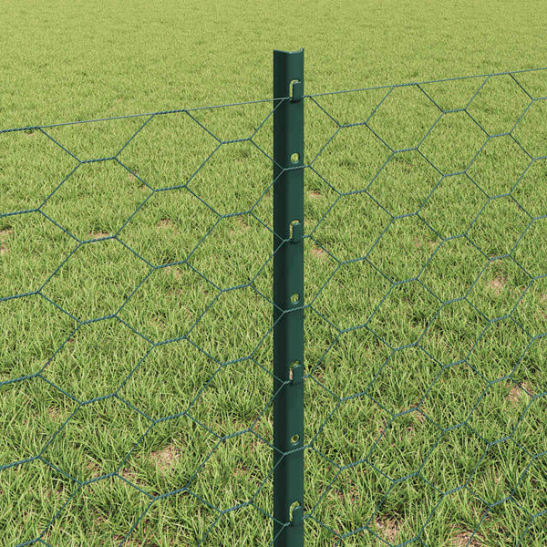 Kuusikulmainen aita pylväällä 100 x 0,6 m PVC-pinnoitettu teräs