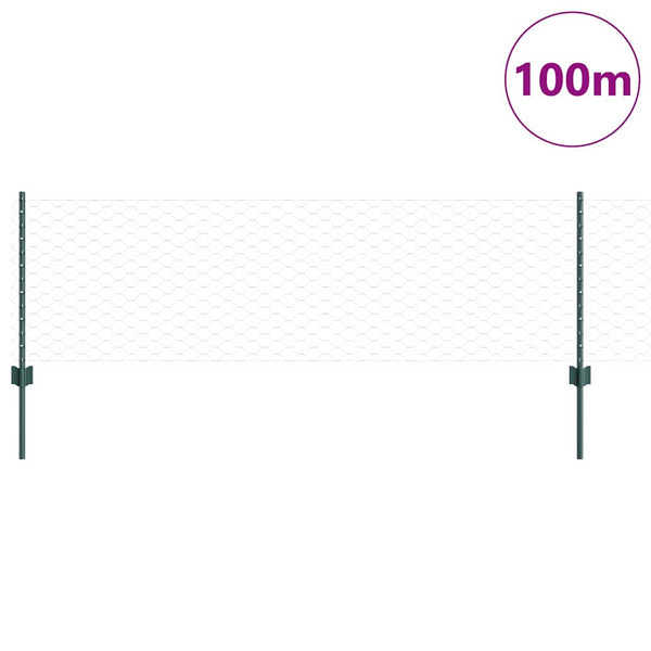 Kuusikulmainen aita pylväällä 100 x 0,6 m PVC-pinnoitettu teräs