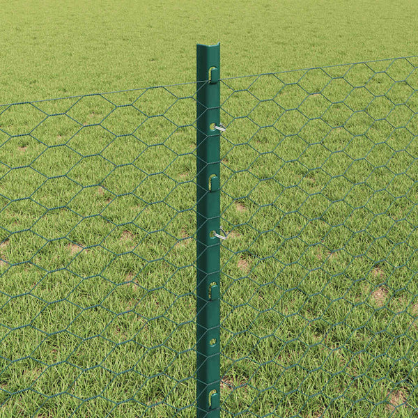 Kuusikulmainen aita pylväällä 100 x 0,8 m PVC-pinnoitettu teräs
