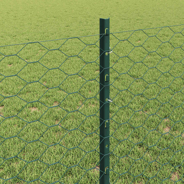 Kuusikulmainen aita pylväällä 100 x 0,8 m PVC-pinnoitettu teräs