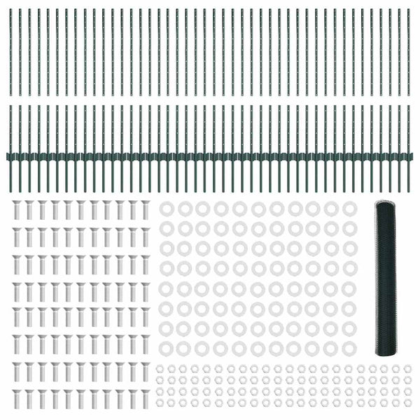 Kuusikulmainen aita pylväällä 100 x 1 m PVC-pinnoitettu teräs