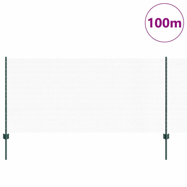 Kuusikulmainen aita pylväällä 100 x 1 m PVC-pinnoitettu teräs