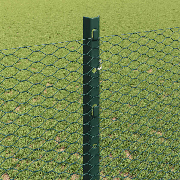 Kuusikulmainen aita pylväällä 100 x 1,2 m PVC-pinnoitettu teräs