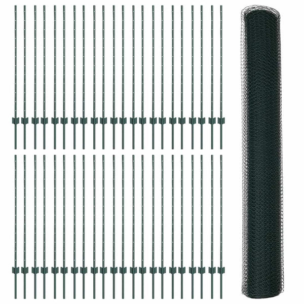 Kuusikulmainen aita pylväällä 100 x 1,2 m PVC-pinnoitettu teräs