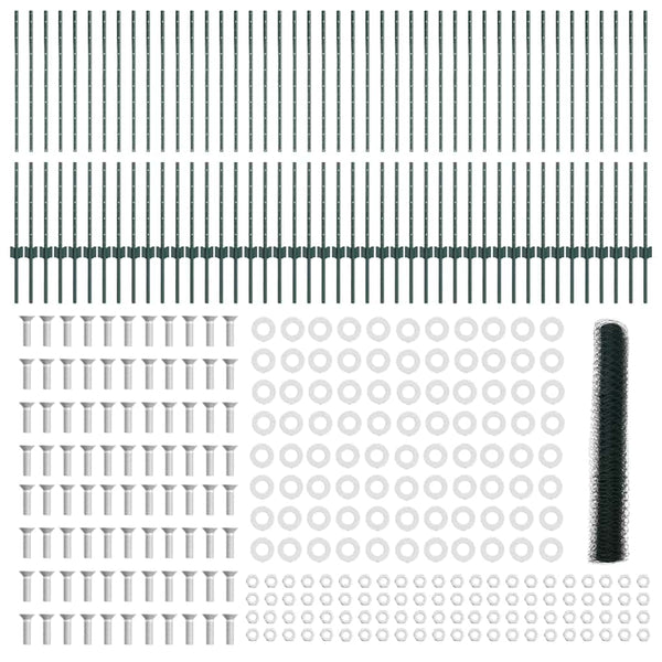 Kuusikulmainen aita pylväällä 100 x 1,2 m PVC-pinnoitettu teräs
