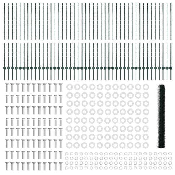 Kuusikulmainen aita pylväällä 100 x 1,4 m PVC-pinnoitettu teräs