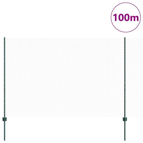 Kuusikulmainen aita pylväällä 100 x 1,5 m PVC-pinnoitettu teräs