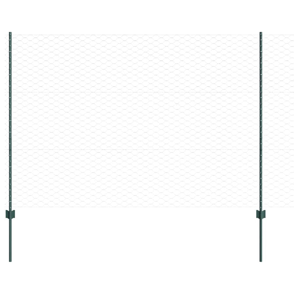 Kuusikulmainen aita pylväällä 100 x 1,5 m PVC-pinnoitettu teräs