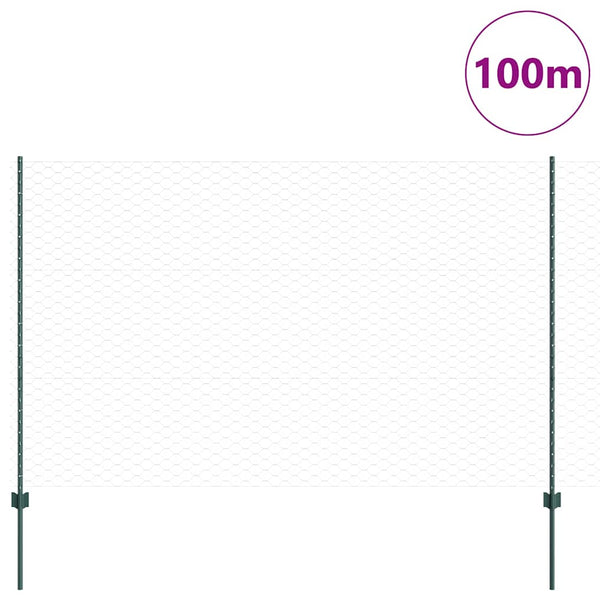 Kuusikulmainen aita pylväällä 100 x 1,5 m PVC-pinnoitettu teräs