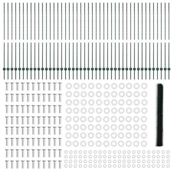 Kuusikulmainen aita pylväällä 100 x 1,6 m PVC-pinnoitettu teräs