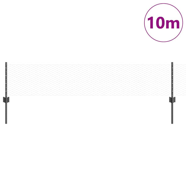 Kuusikulmainen aita pylväällä 10 x 0,4 m PVC-pinnoitettu teräs