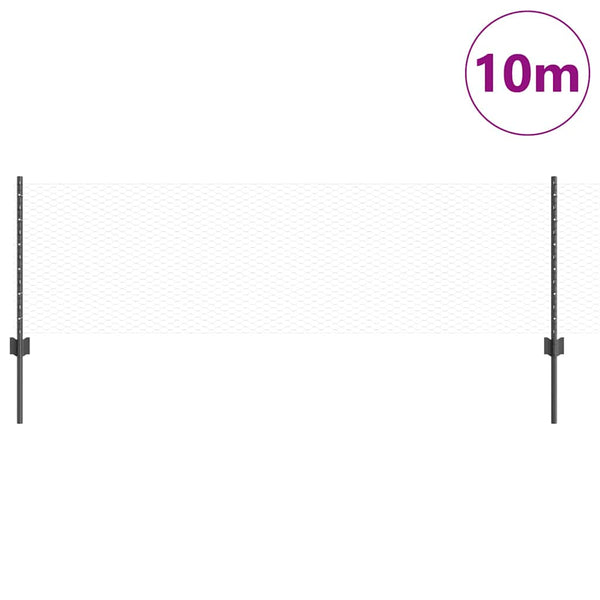 Kuusikulmainen aita pylväällä 10 x 0,6 m PVC-pinnoitettu teräs