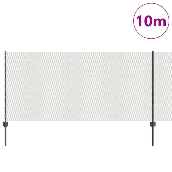 Kuusikulmainen aita pylväällä 10 x 1 m PVC-pinnoitettu teräs